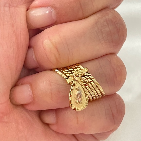 18k Gold Filled Virgin Guadalupe Semanario Ring - Picture 2 of 4